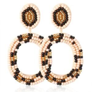 Boho Seed Bead Drop Earrings Animal Print